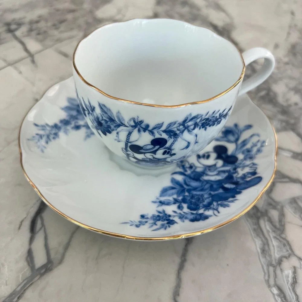 Sango China Disney Minnie Mouse Blue and White Tea‎ cup and Saucer
